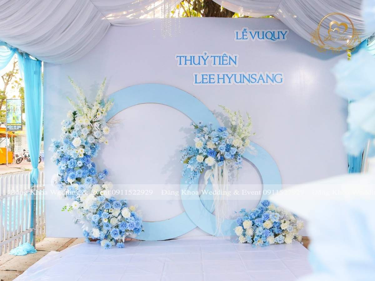 Mẫu backdrop phông chụp hình cưới tone xanh dương 03