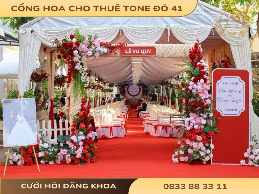 Cổng hoa cho thuê tone đỏ 41