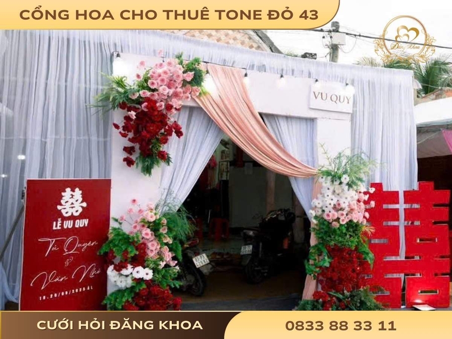 Cổng hoa cho thuê tone đỏ 43