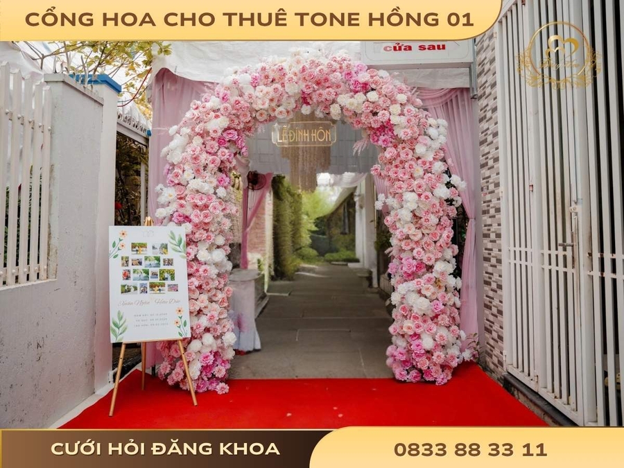 Cổng hoa cho thuê tone hồng 01