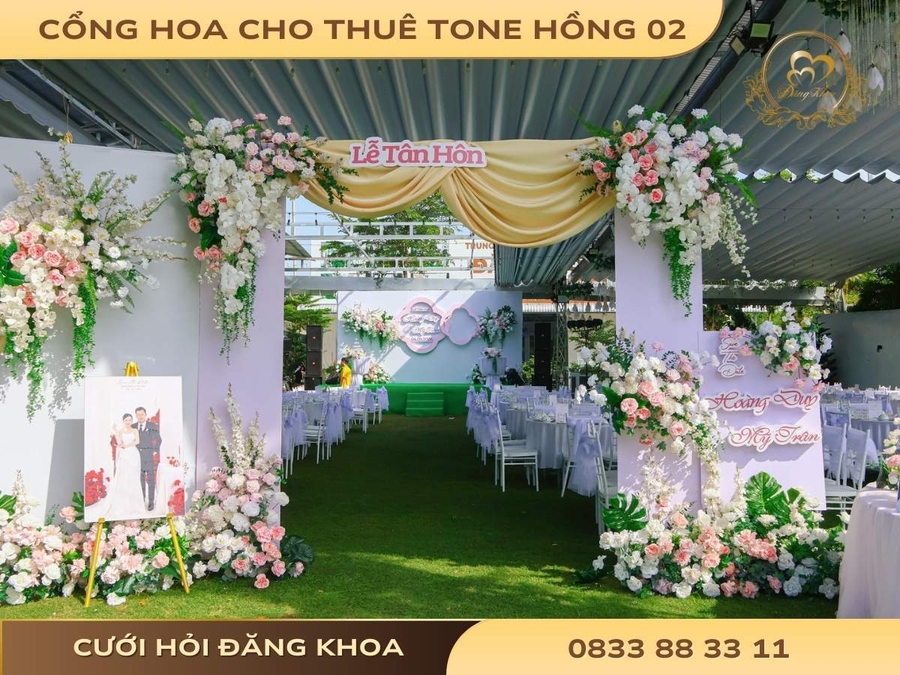 Cổng hoa cho thuê tone hồng 02