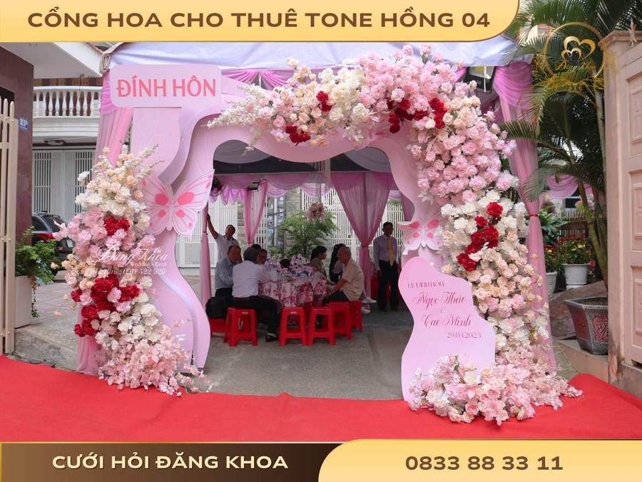 Cổng hoa cho thuê tone hồng 04