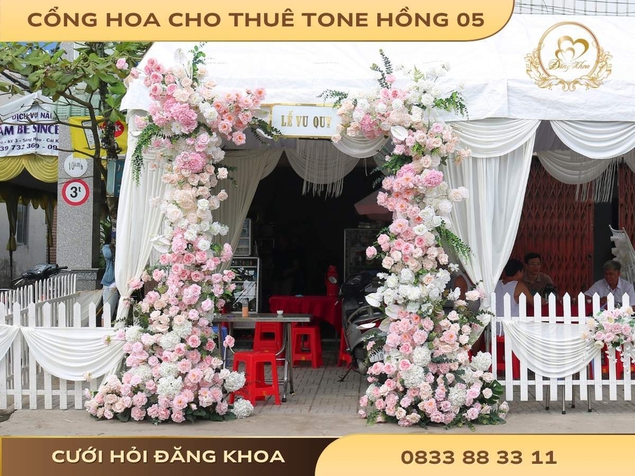 Cổng hoa cho thuê tone hồng 05