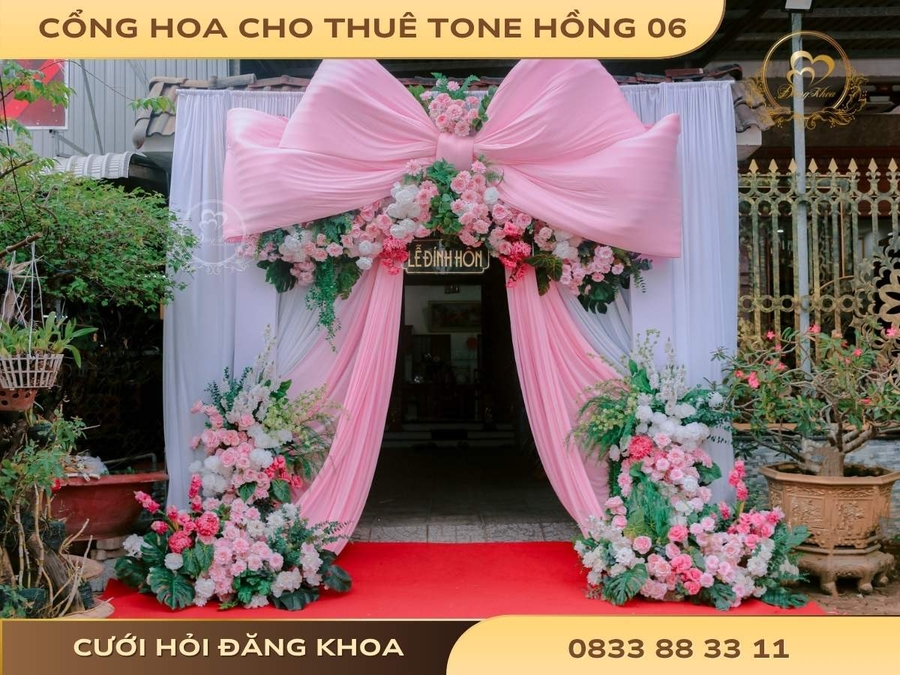 Cổng hoa cho thuê tone hồng 06