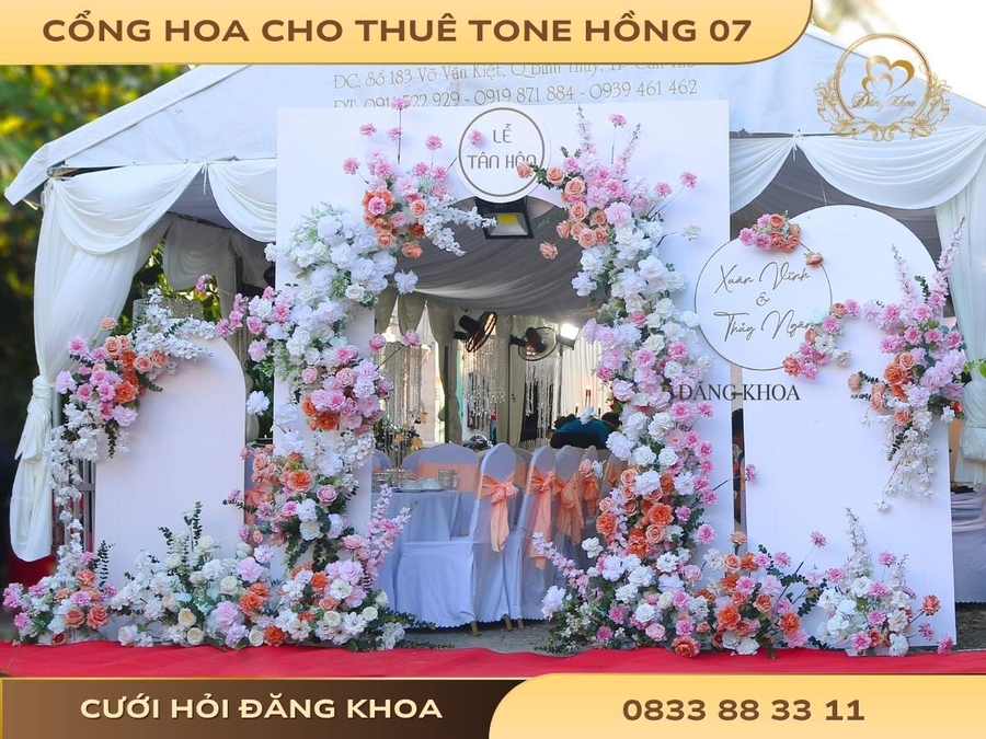 Cổng hoa cho thuê tone hồng 07