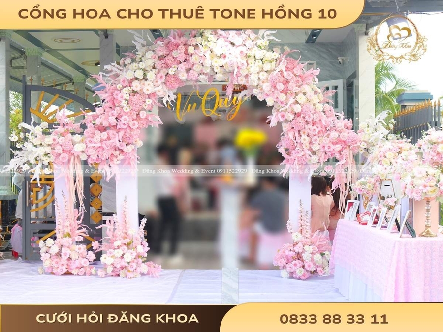 Cổng hoa cho thuê tone hồng 10