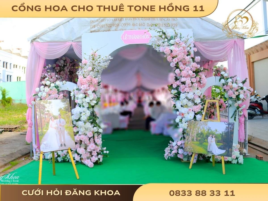 Cổng hoa cho thuê tone hồng 11