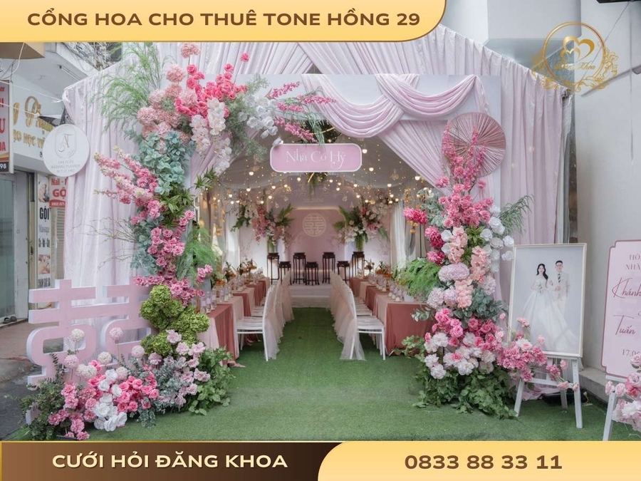 Cổng hoa cho thuê tone hồng 29