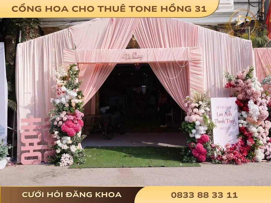 Cổng hoa cho thuê tone hồng 31