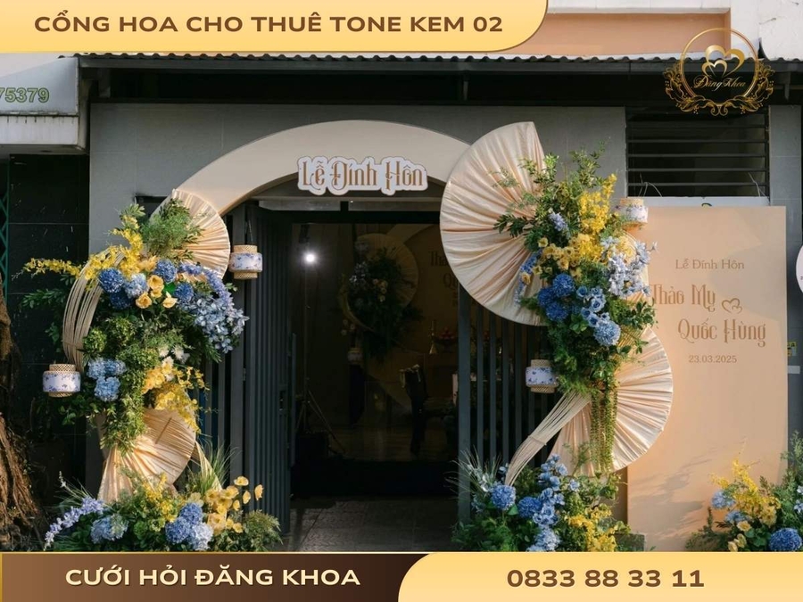 Cổng hoa cho thuê tone kem 02