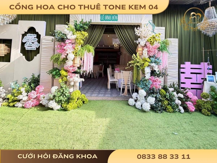 Cổng hoa cho thuê tone kem 04