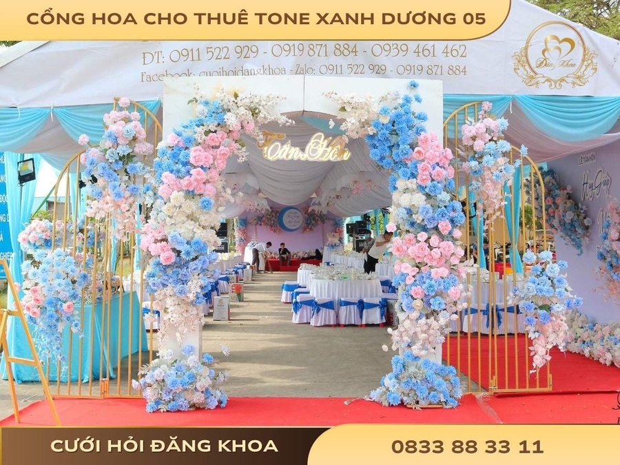 Cổng hoa cho thuê tone xanh dương 05