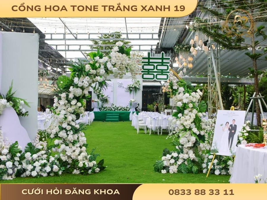 Cổng hoa tone trắng xanh 19