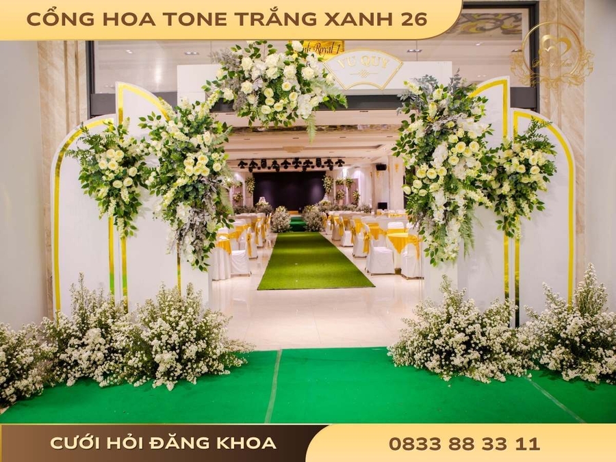 Cổng hoa tone trắng xanh 26