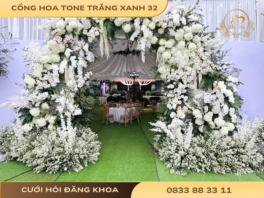 Cổng hoa tone trắng xanh 32