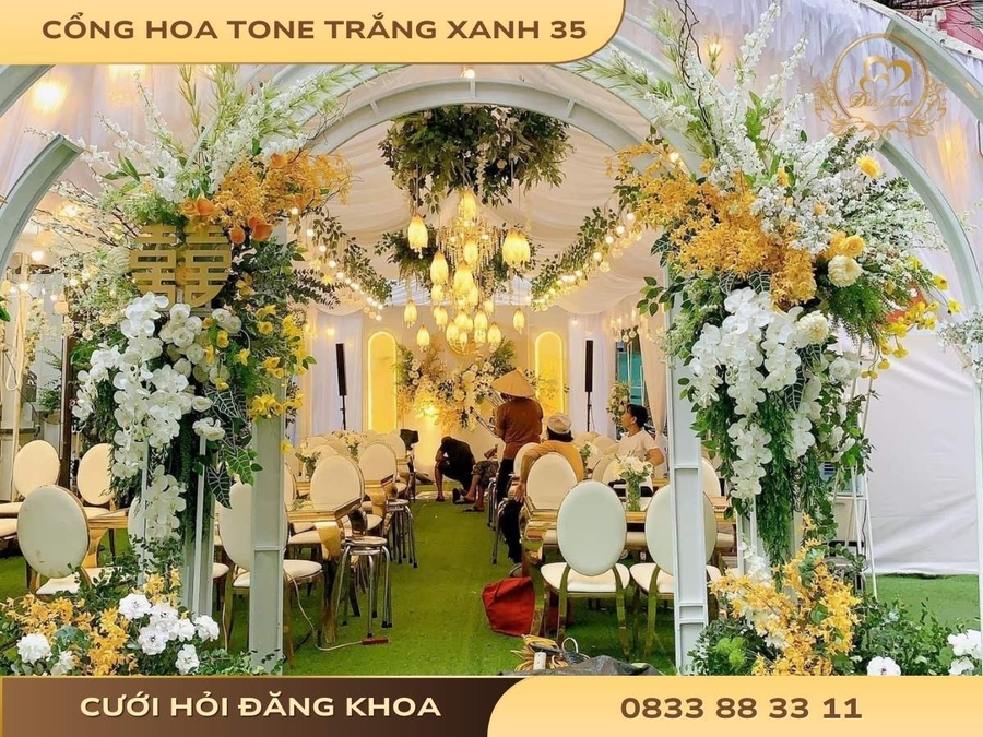 Cổng hoa tone trắng xanh 35