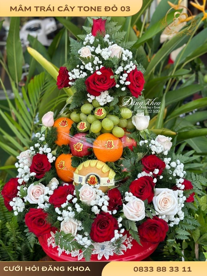 Mâm trái cây & hoa tươi tone đỏ 03