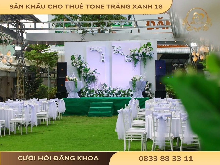 Sân khấu cho thuê tone trắng xanh 18