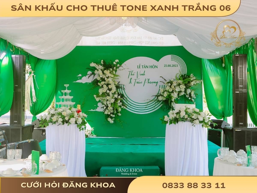 Sân khấu cho thuê tone xanh trắng 06