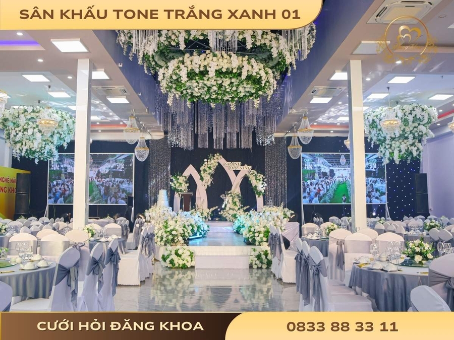 Sân khấu tone trắng xanh 01