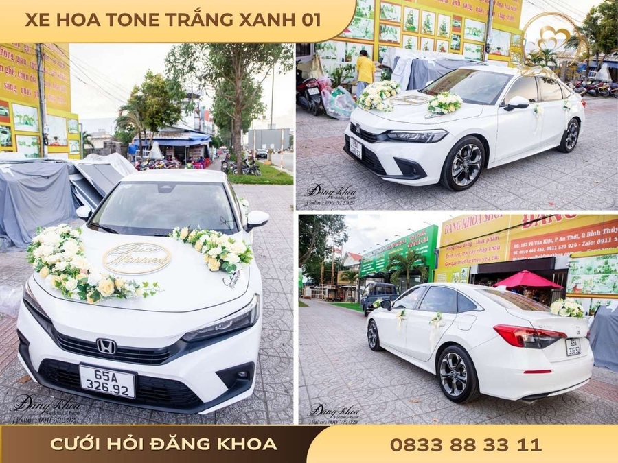 Xe hoa tone trắng xanh 01