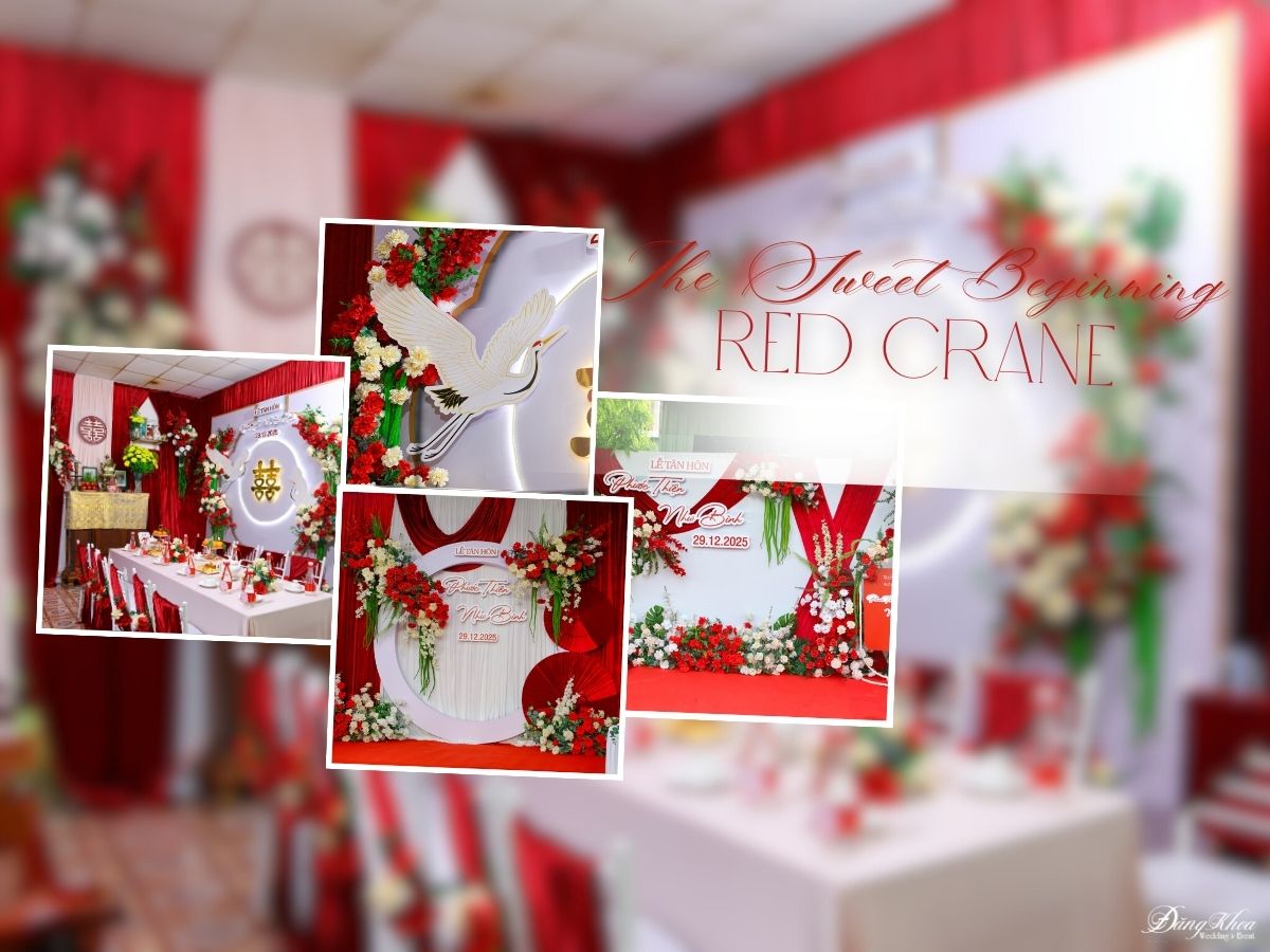 Poster tổng hợp mẫu Gia tiên tone Đỏ Hạc Trắng.