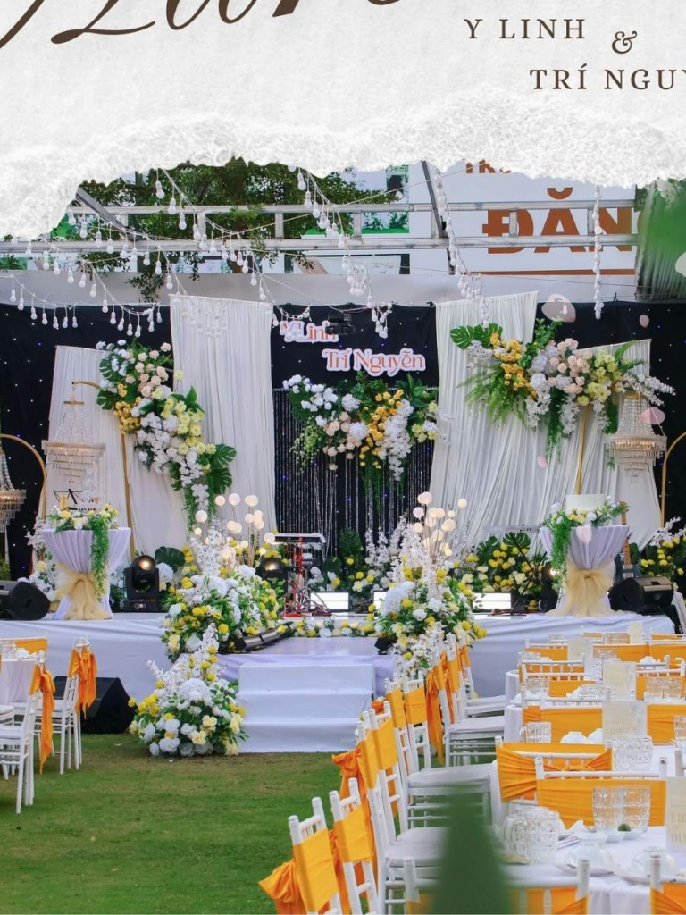 Concept Aurea đã thổi một làn gió xuân rực rỡ vào xu hướng trang trí tiệc cưới ngoài trời năm 2026