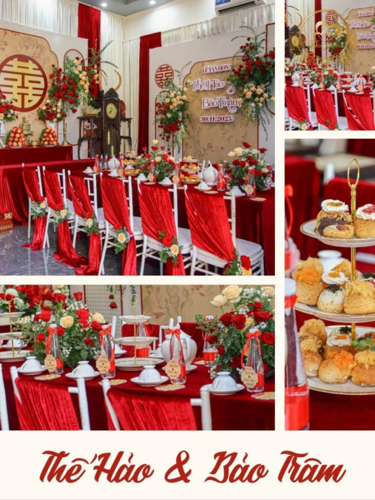 cưới hỏi đăng khoa - mẫu gia tiên tone đỏ sang trọng