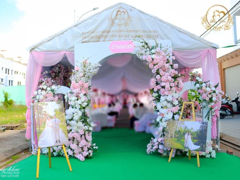 cưới hỏi đăng khoa - cổng hoa lễ thành hôn tone hồng pastel