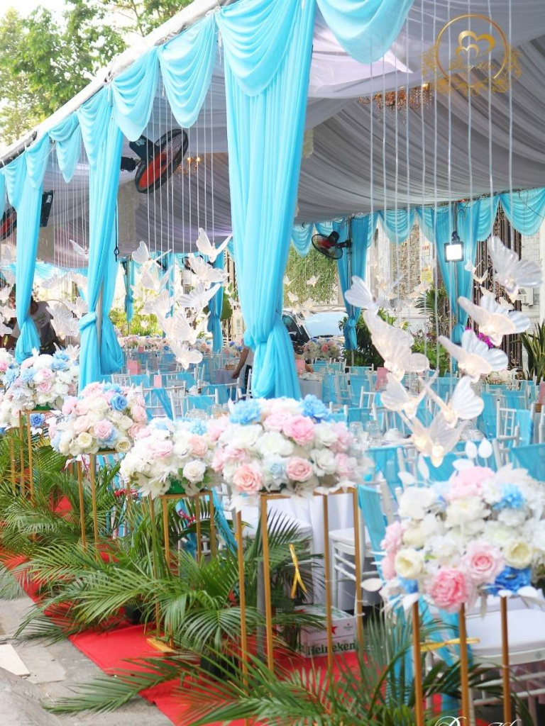 cưới hỏi đăng khoa - rạp cưới nhà khách tone xanh dương