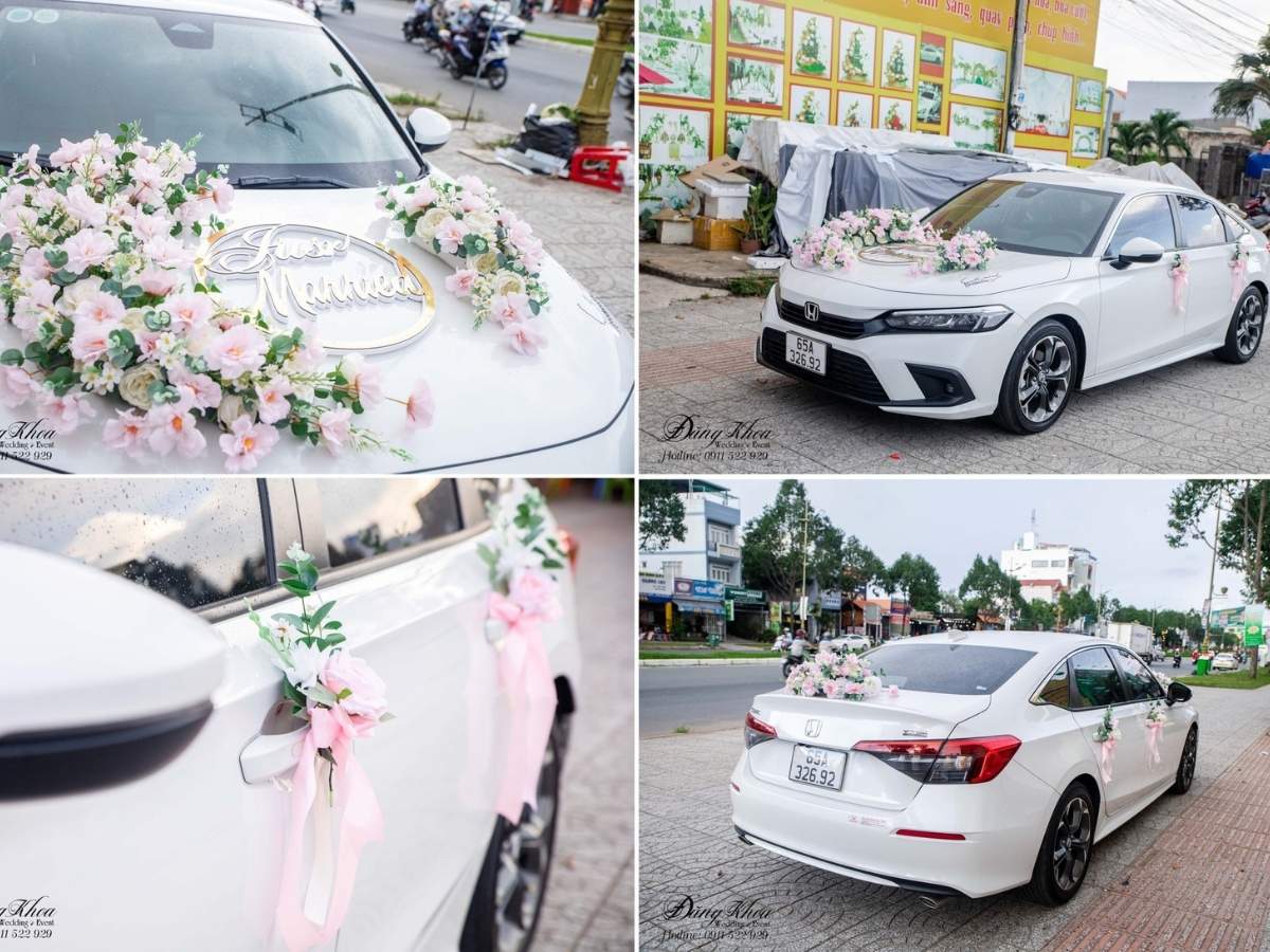 Xe hoa cưới tone hồng 02