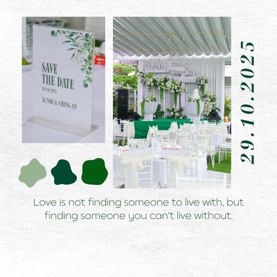 Concept Cưới Ngoài Trời Trắng Xanh