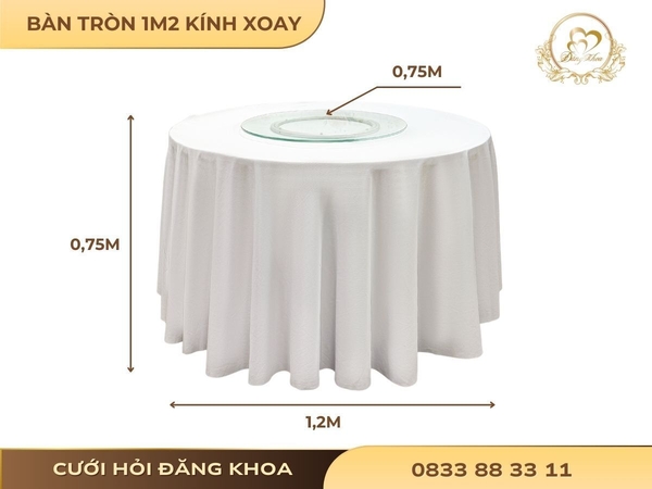 Bàn tròn 1m2 kính xoay
