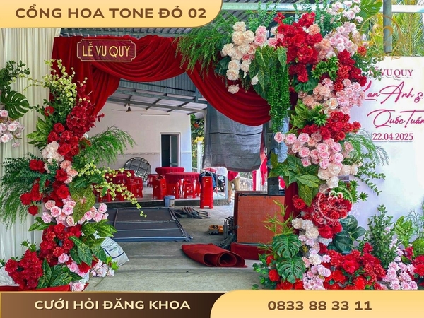 Cổng hoa cho thuê đỏ 02