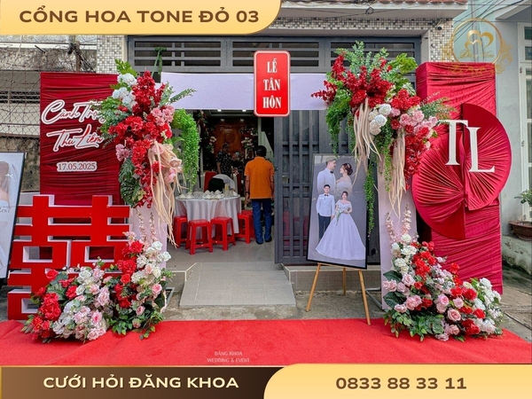 Cổng hoa cho thuê đỏ 03