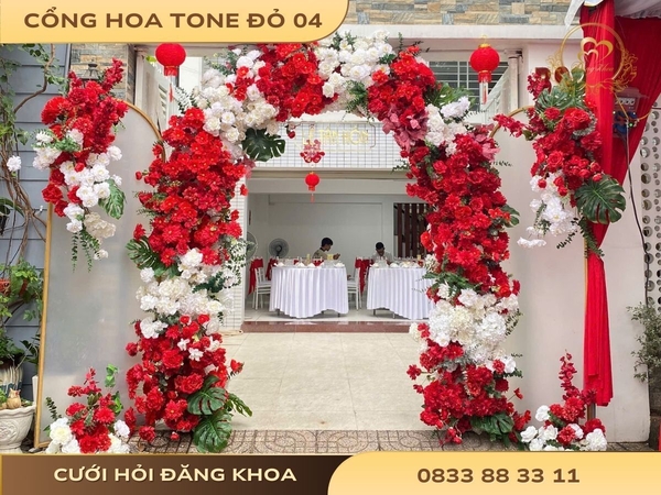Cổng hoa cho thuê đỏ 04