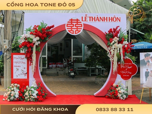 Cổng hoa cho thuê đỏ 05