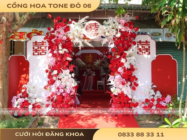 Cổng hoa cho thuê đỏ 06