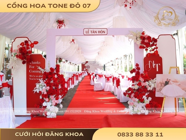 Cổng hoa cho thuê đỏ 07