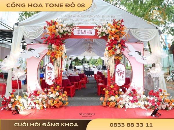 Cổng hoa cho thuê đỏ 08