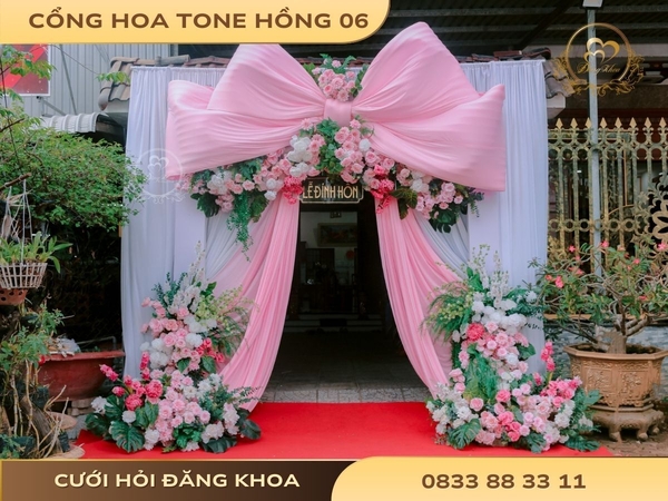 Cổng hoa cho thuê hồng 06