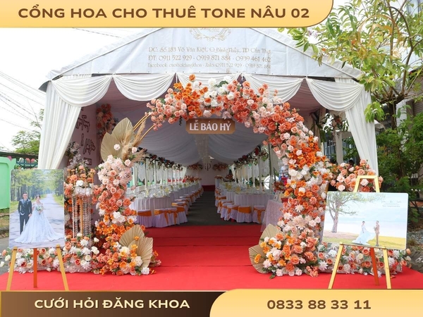 Cổng hoa cho thuê tone nâu 02
