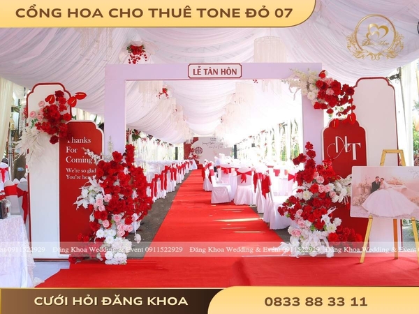 Cổng hoa cho thuê tone đỏ 07