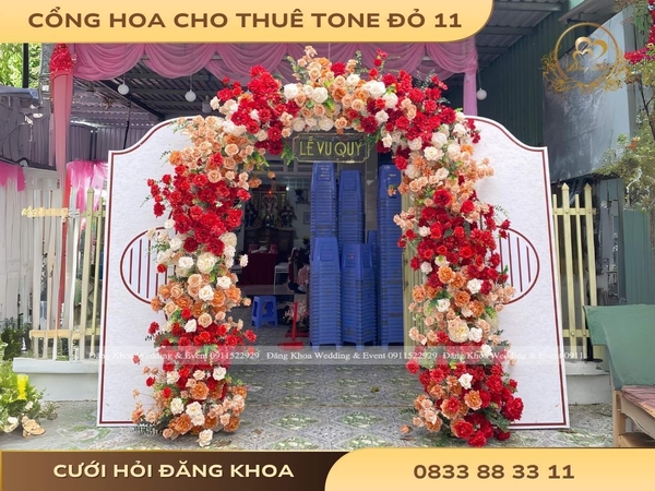 Cổng hoa cho thuê tone đỏ 11
