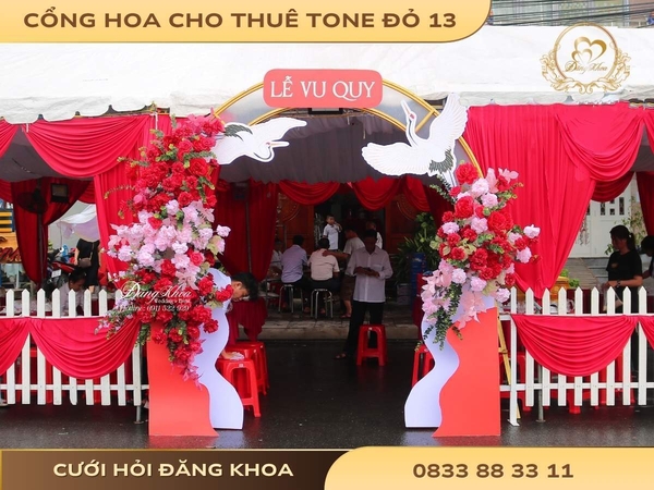 Cổng hoa cho thuê tone đỏ 13