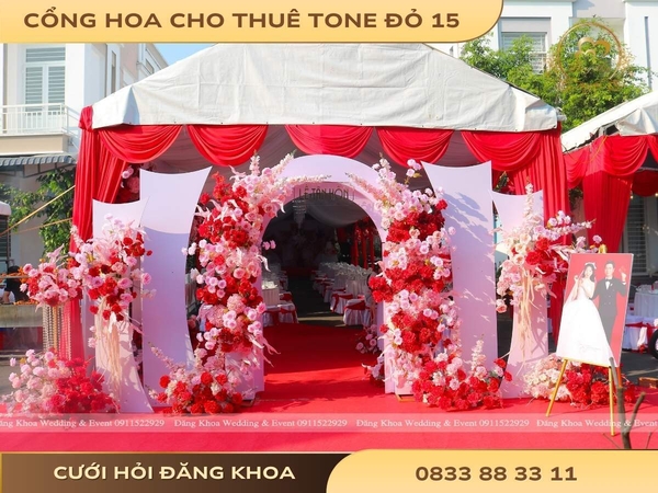 Cổng hoa cho thuê tone đỏ 15