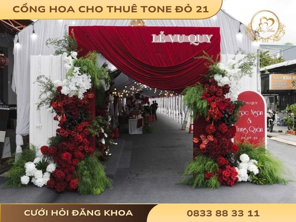 Cổng hoa cho thuê tone đỏ 21