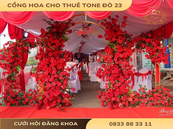 Cổng hoa cho thuê tone đỏ 23