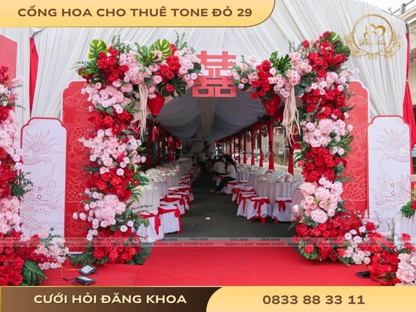Cổng hoa cho thuê tone đỏ 29