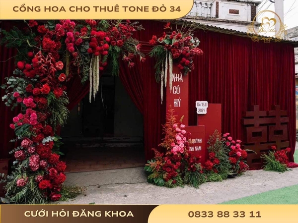 Cổng hoa cho thuê tone đỏ 34